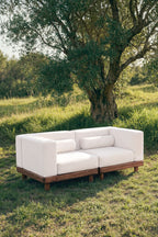Acacia Wood Garden Corner Sofa 2 Piece Modular