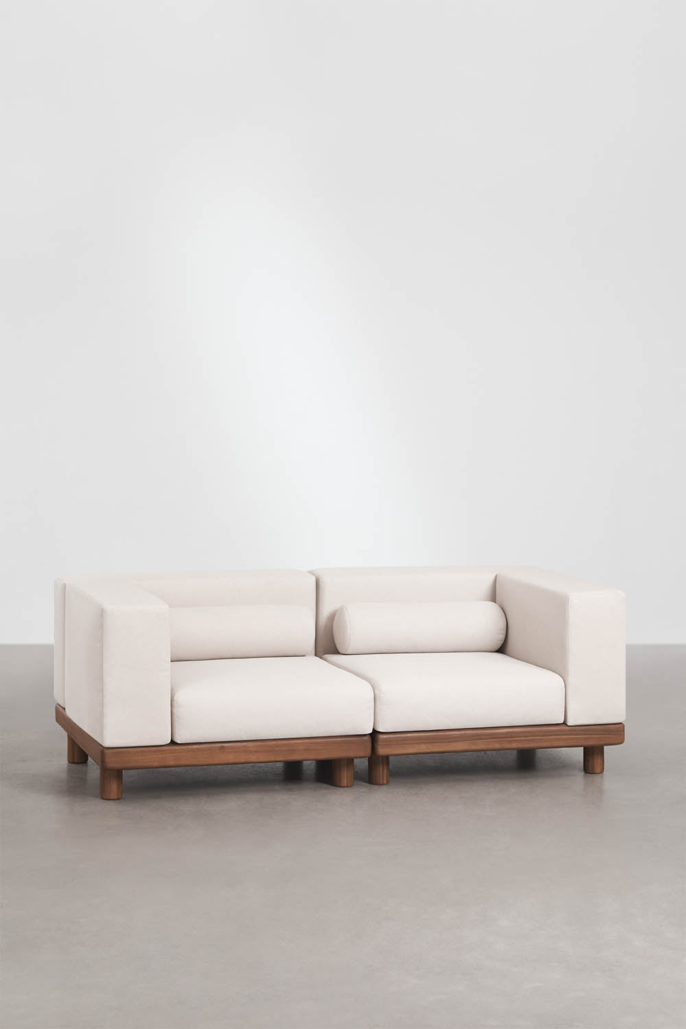 Acacia Wood Garden Corner Sofa 2 Piece Modular