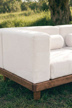 Acacia Wood Garden Corner Sofa 2 Piece Modular