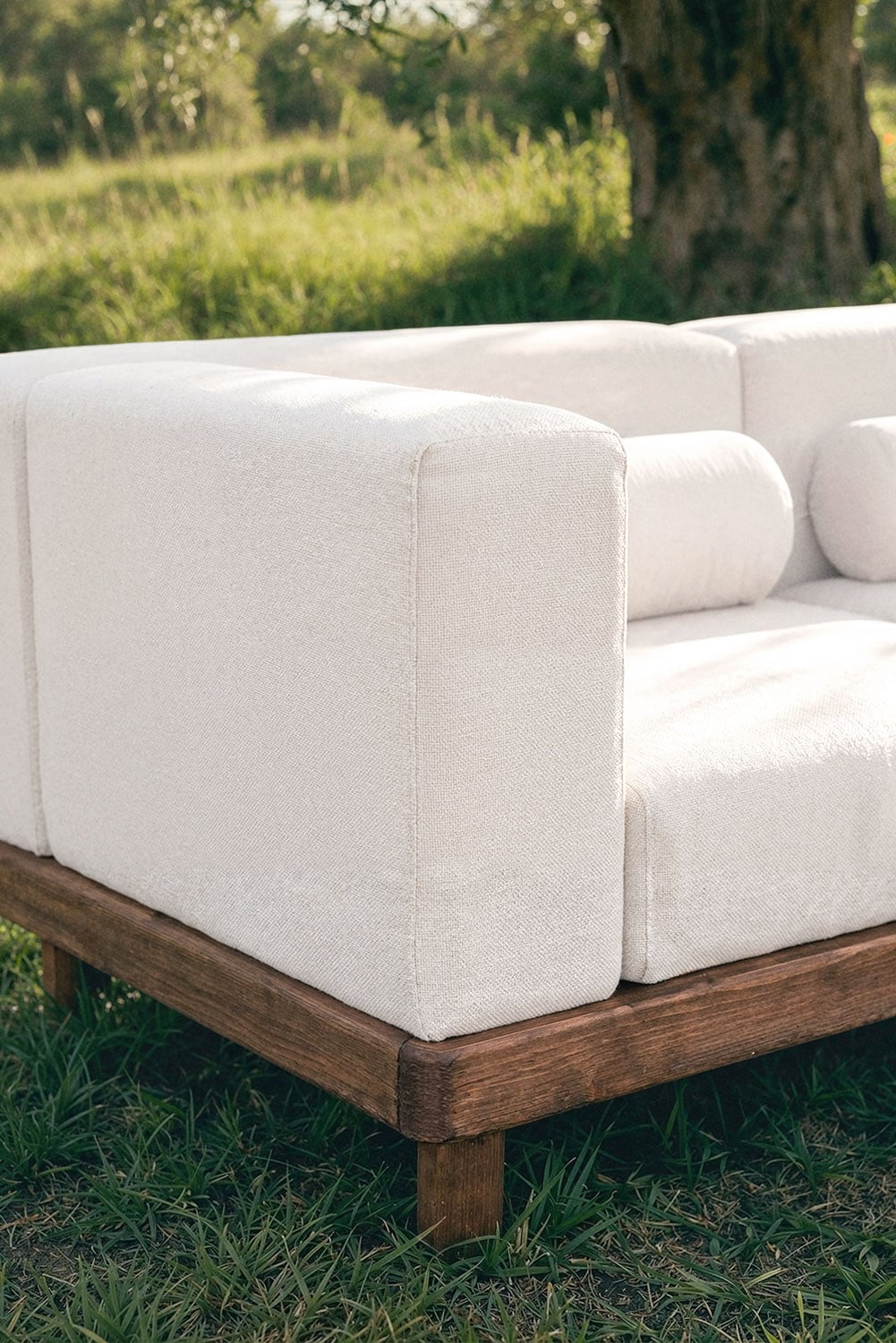 Acacia Wood Garden Corner Sofa 2 Piece Modular