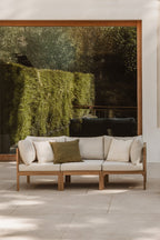 Acacia Wood Garden Sofa 3 Piece Modular With Armrests