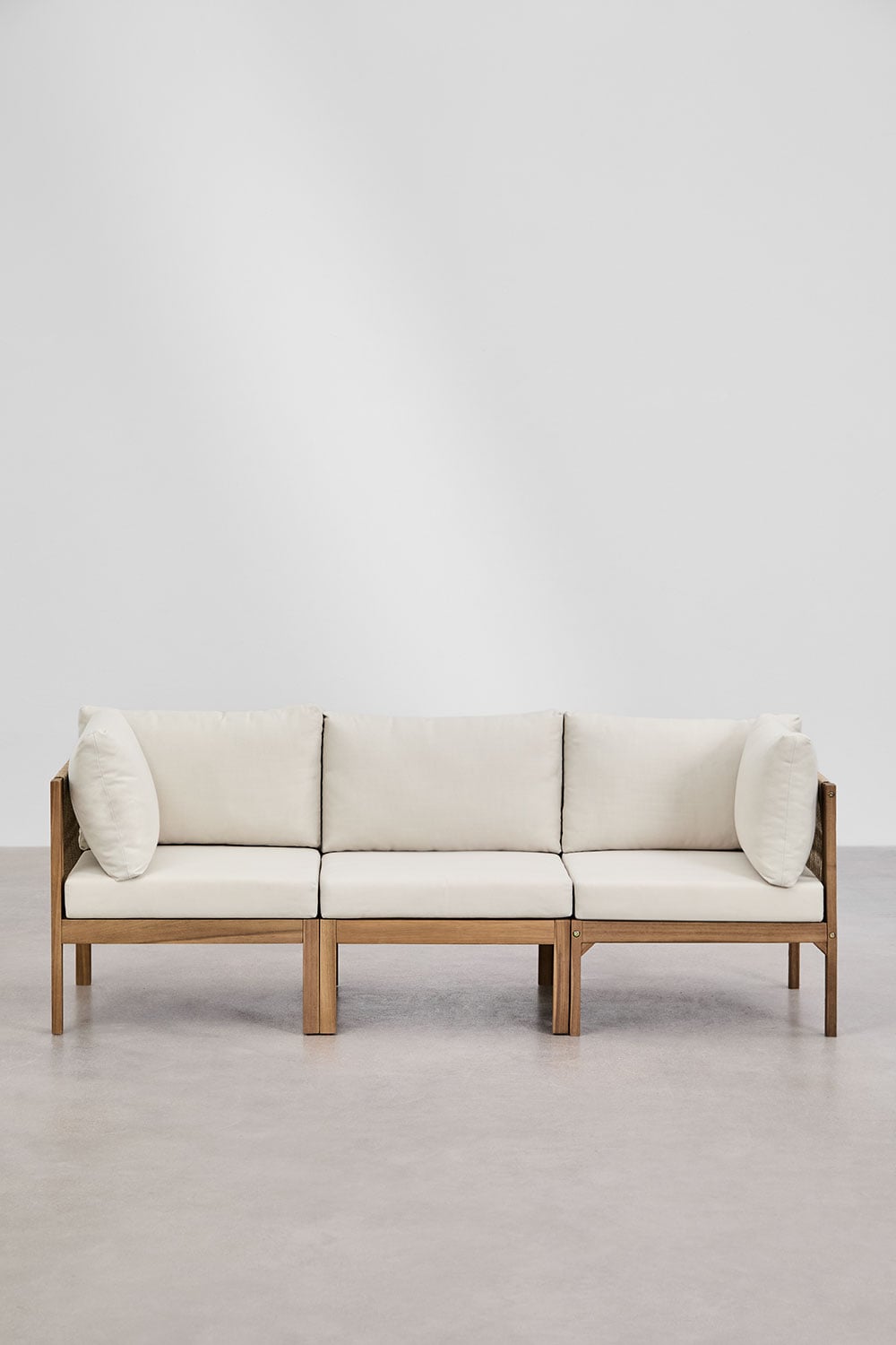 Acacia Wood Garden Sofa 3 Piece Modular With Armrests
