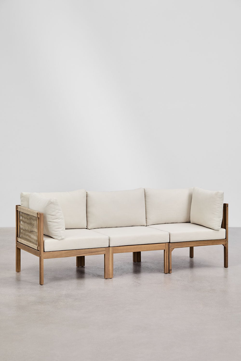 Acacia Wood Garden Sofa 3 Piece Modular With Armrests