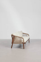 3 Seater Acacia Wood Garden Sofa With Cushions