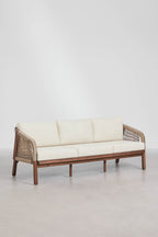 3 Seater Acacia Wood Garden Sofa With Cushions