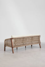 3 Seater Acacia Wood Garden Sofa With Cushions