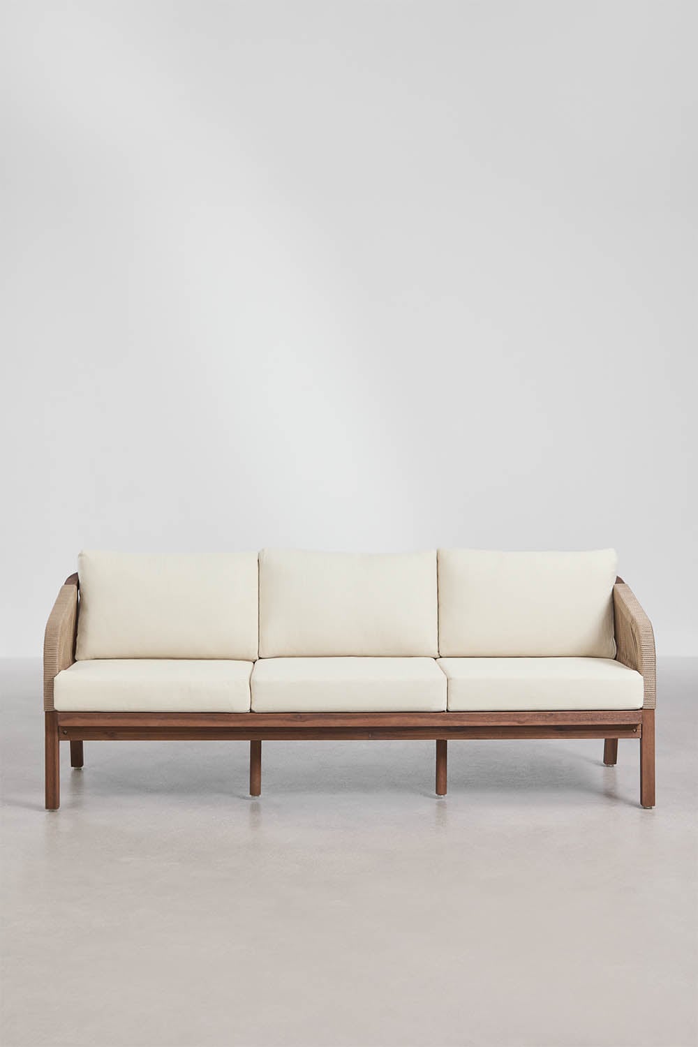 3 Seater Acacia Wood Garden Sofa With Cushions