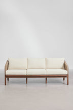 3 Seater Acacia Wood Garden Sofa With Cushions