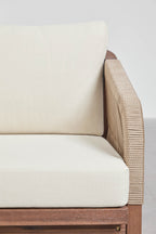 3 Seater Acacia Wood Garden Sofa With Cushions