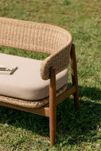 3 Seater Acacia Wood Synthetic Wicker Garden Sofa