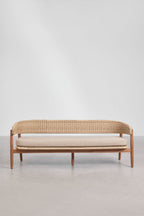 3 Seater Acacia Wood Synthetic Wicker Garden Sofa
