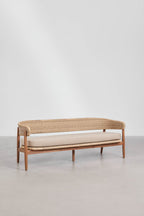 3 Seater Acacia Wood Synthetic Wicker Garden Sofa