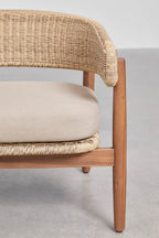 3 Seater Acacia Wood Synthetic Wicker Garden Sofa