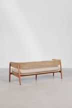 3 Seater Acacia Wood Synthetic Wicker Garden Sofa