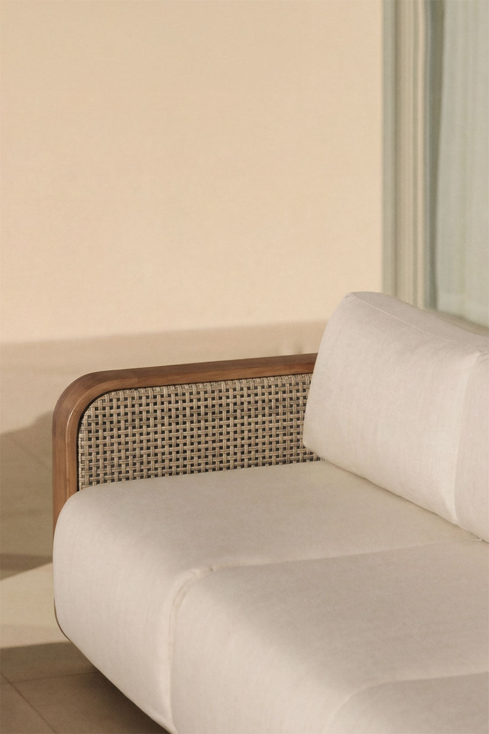 3 Seater Acacia Wood Garden Sofa Contemporary