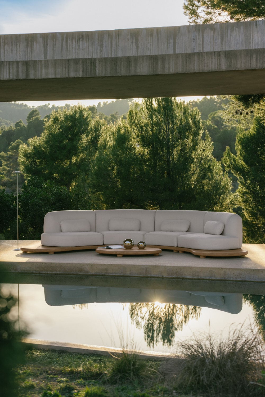 4 Piece Curved Modular Acacia Wood Garden Sofa