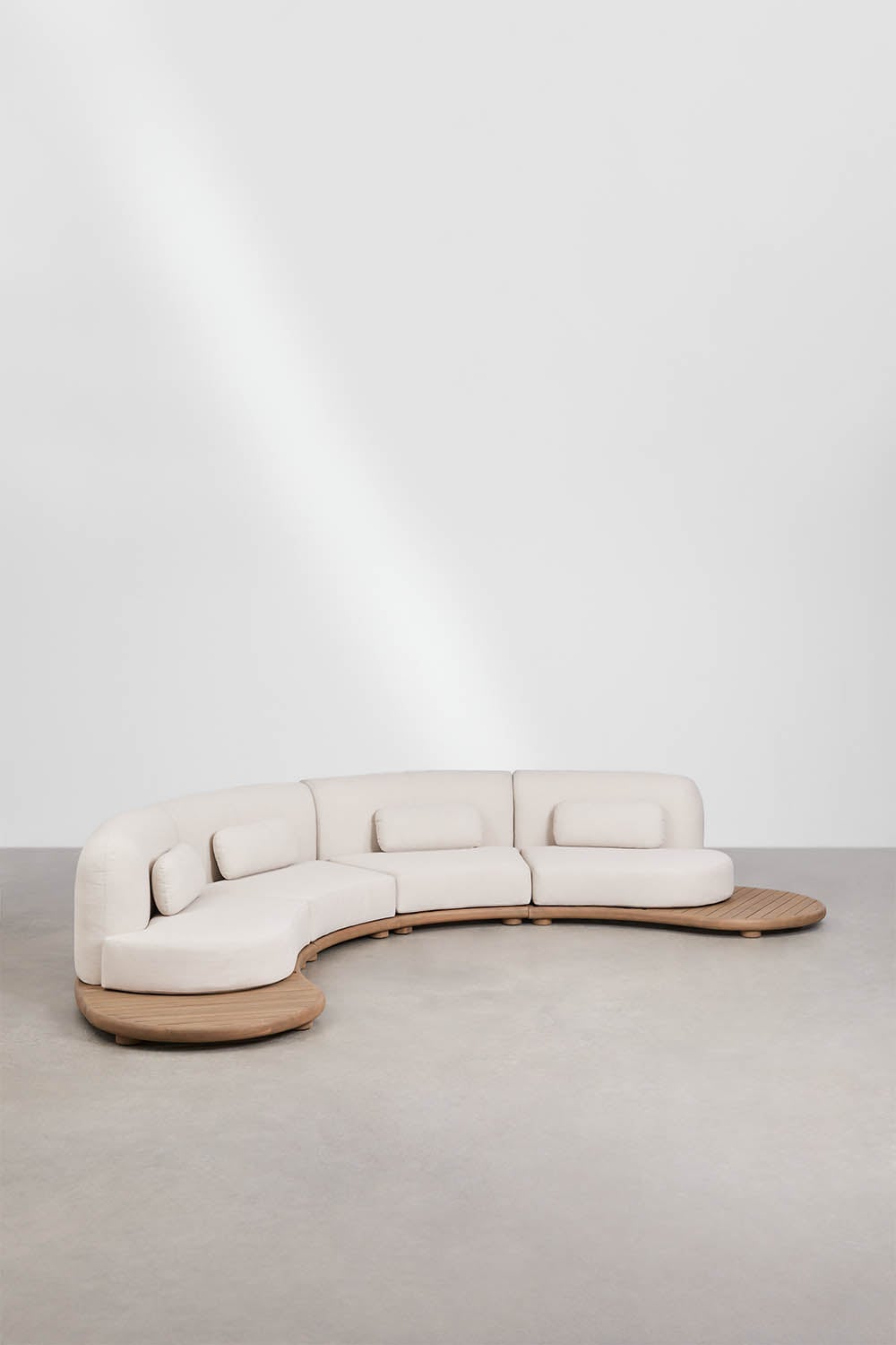 4 Piece Curved Modular Acacia Wood Garden Sofa