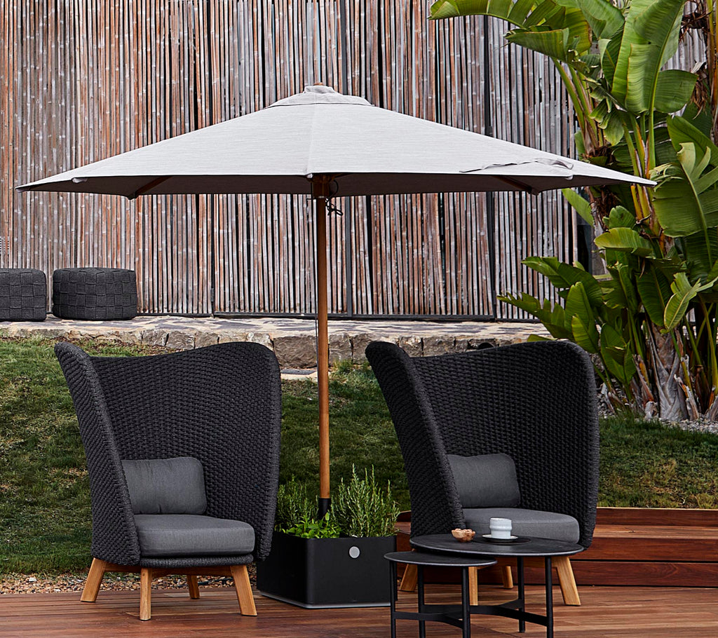 Classic Teak Garden Parasol with Pulley 2.4m