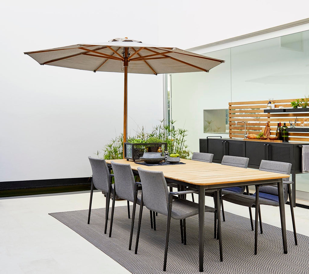 Classic Teak Garden Parasol with Pulley 2.4m