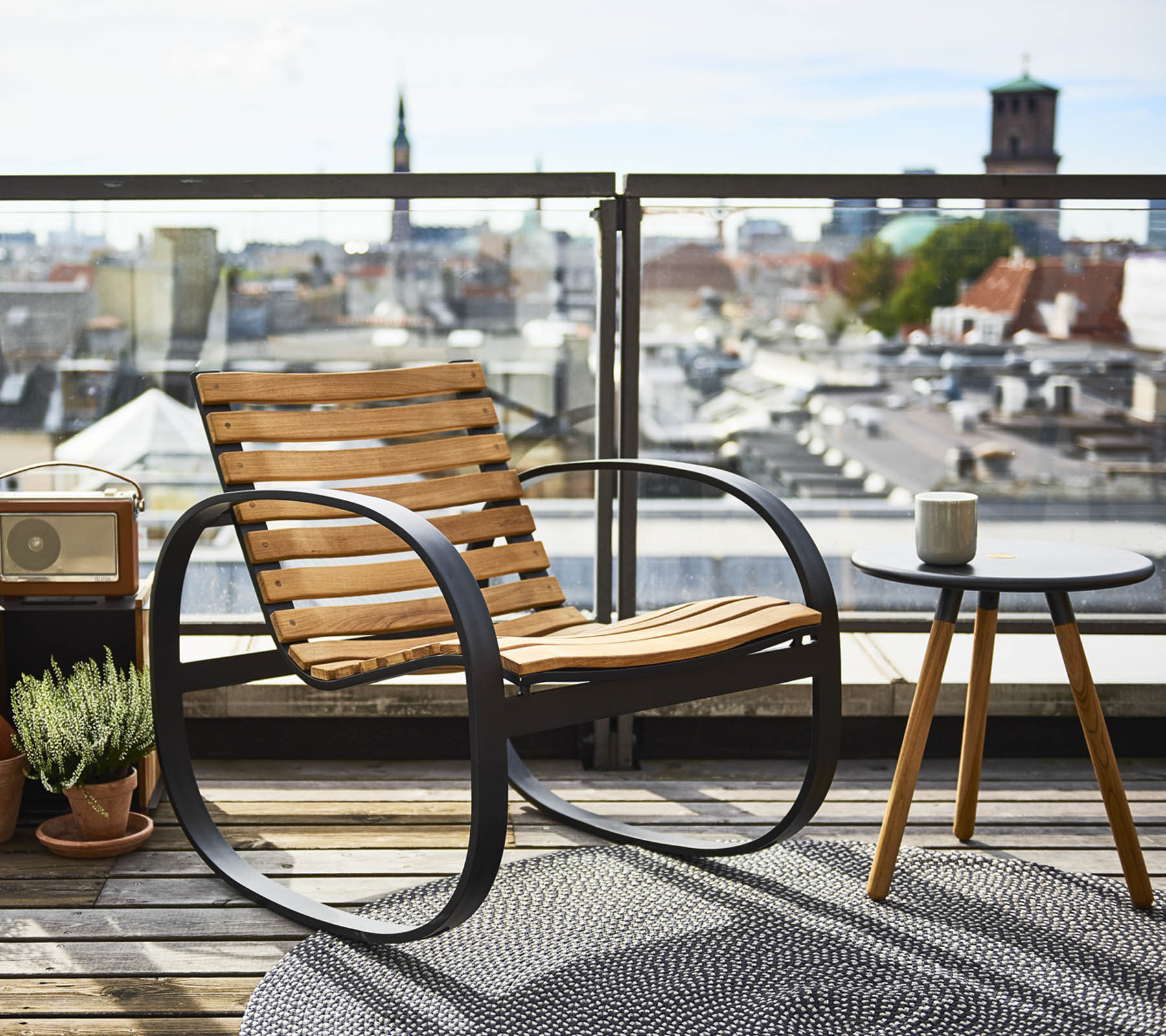 Outdoor Rocking Chair Teak Aluminum