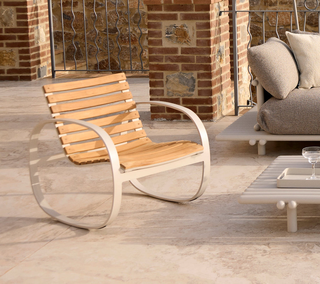 Outdoor Rocking Chair Teak Aluminum