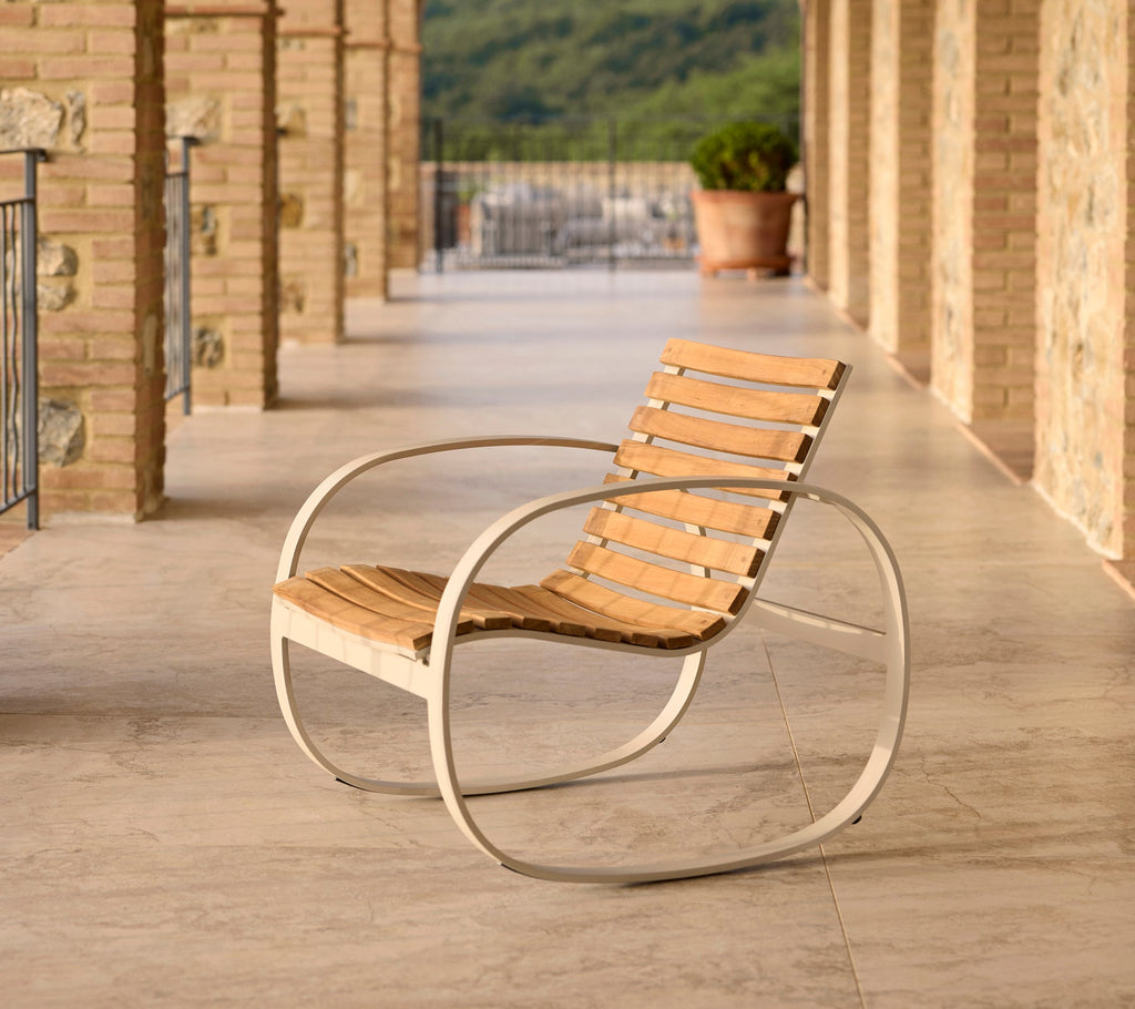 Outdoor Rocking Chair Teak Aluminum