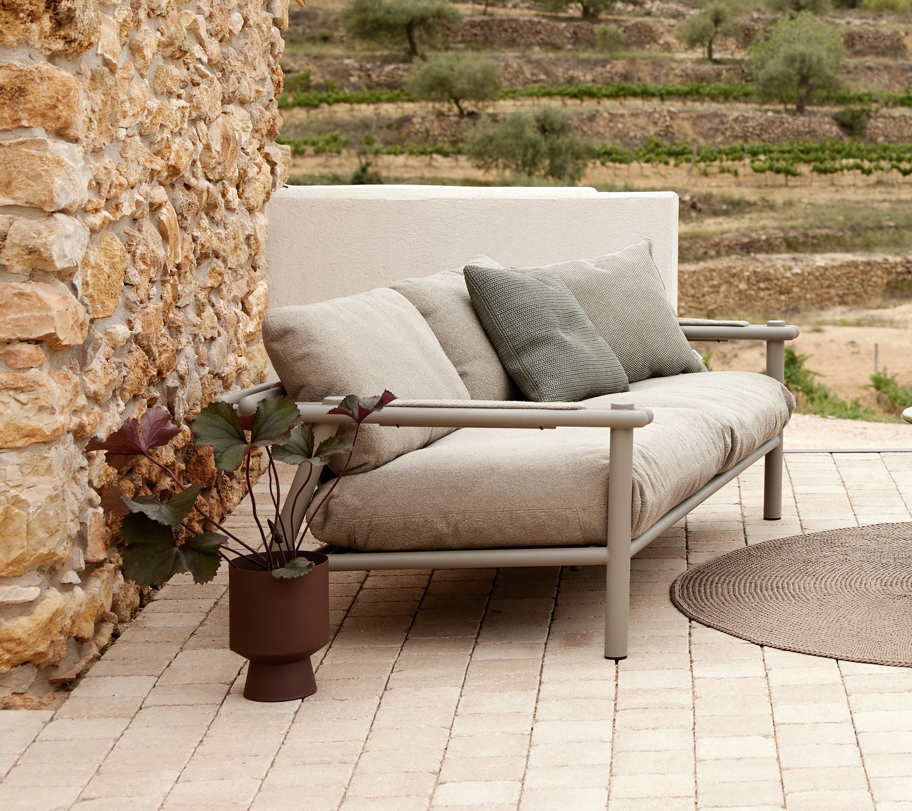 Outdoor 2 Seater Sofa Sticks Frame