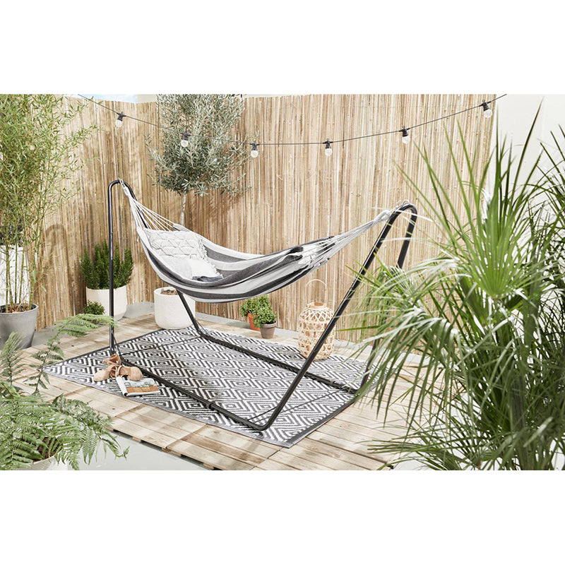 Hammock With Metal Stand Cotton Garden Set Freestanding Portable