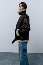 Karina | Jacke mit Revers aus Kunstmaterial
