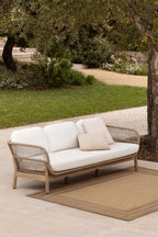 3 Seater Acacia Wood Rope Garden Sofa