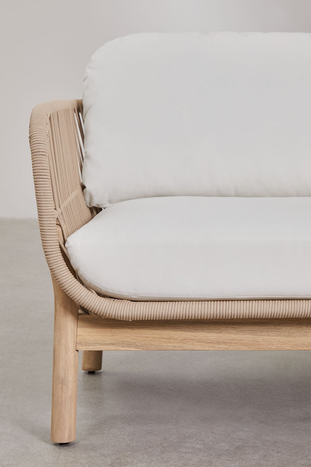 3 Seater Acacia Wood Rope Garden Sofa