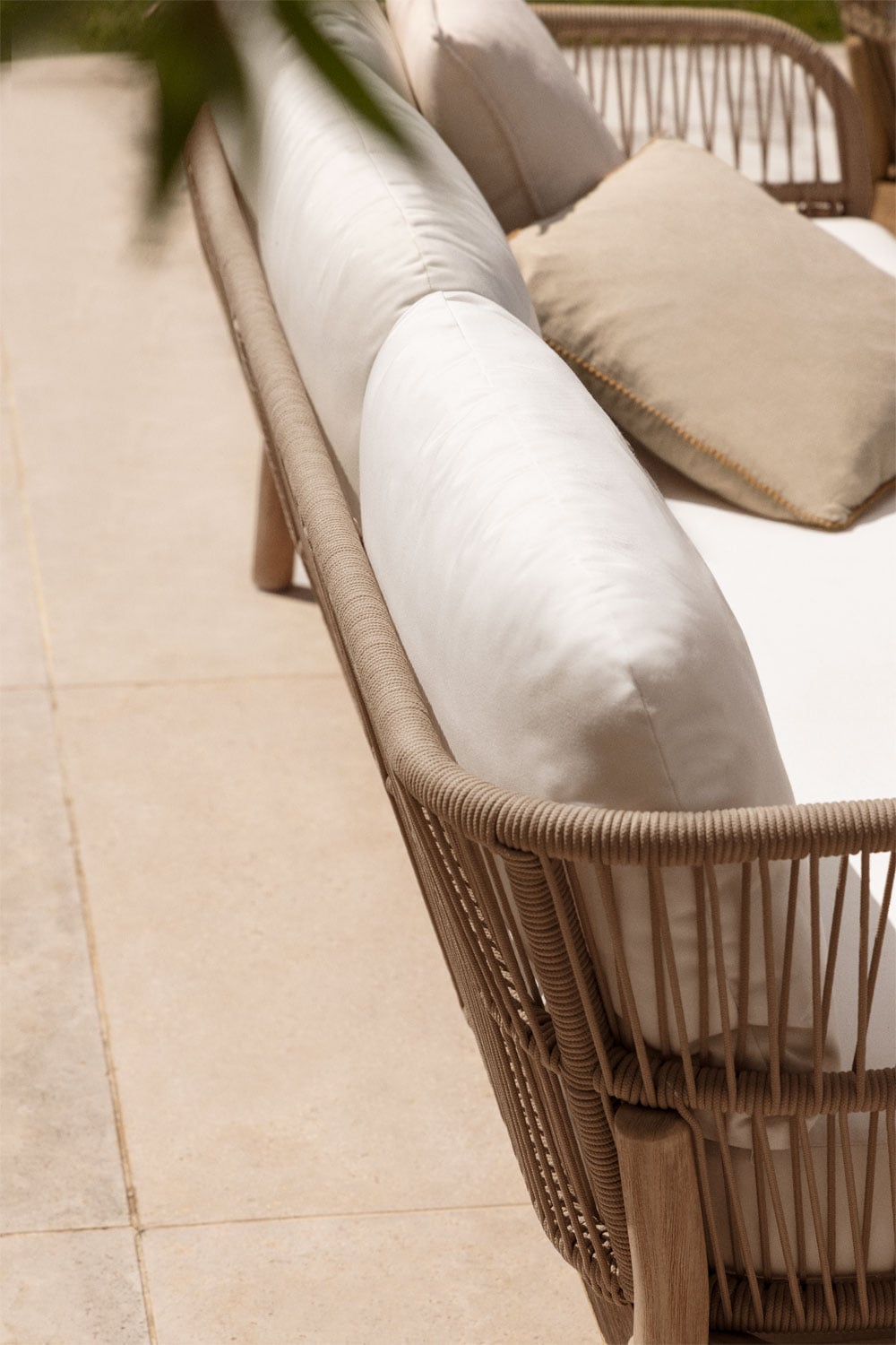 3 Seater Acacia Wood Rope Garden Sofa