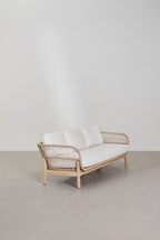 3 Seater Acacia Wood Rope Garden Sofa
