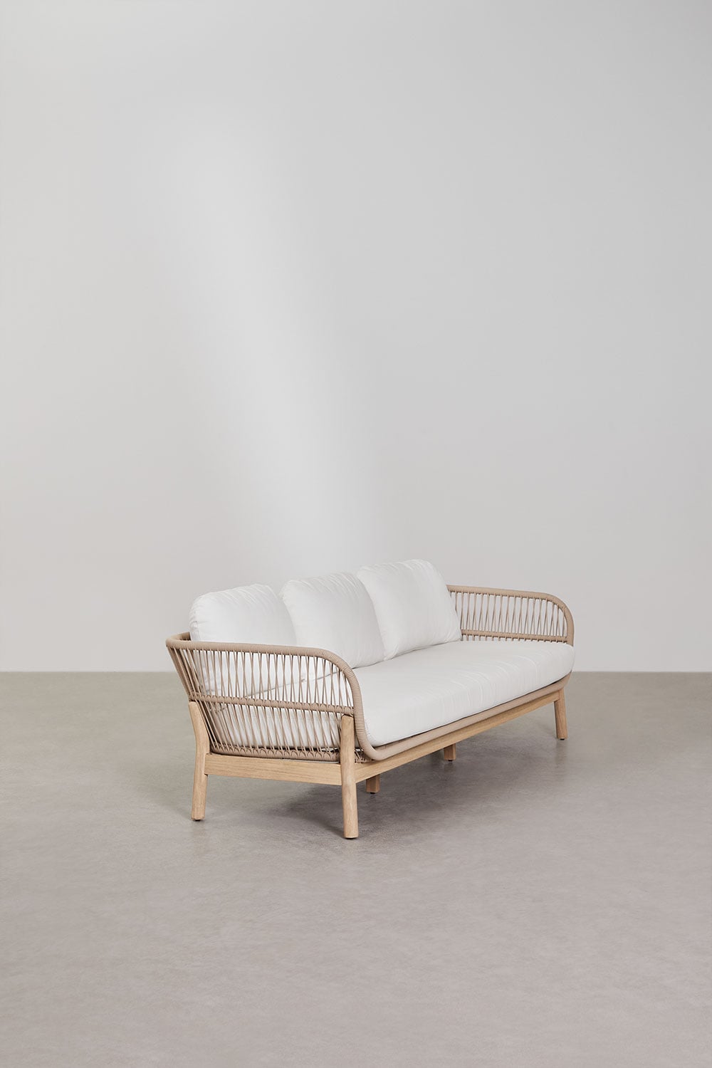 3 Seater Acacia Wood Rope Garden Sofa