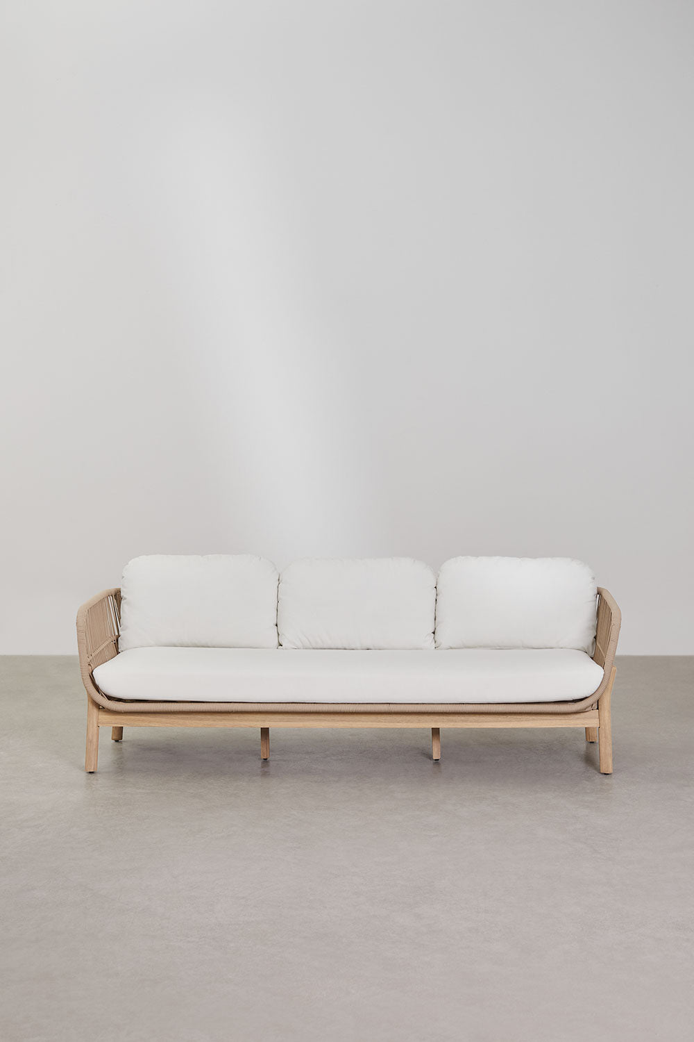 3 Seater Acacia Wood Rope Garden Sofa