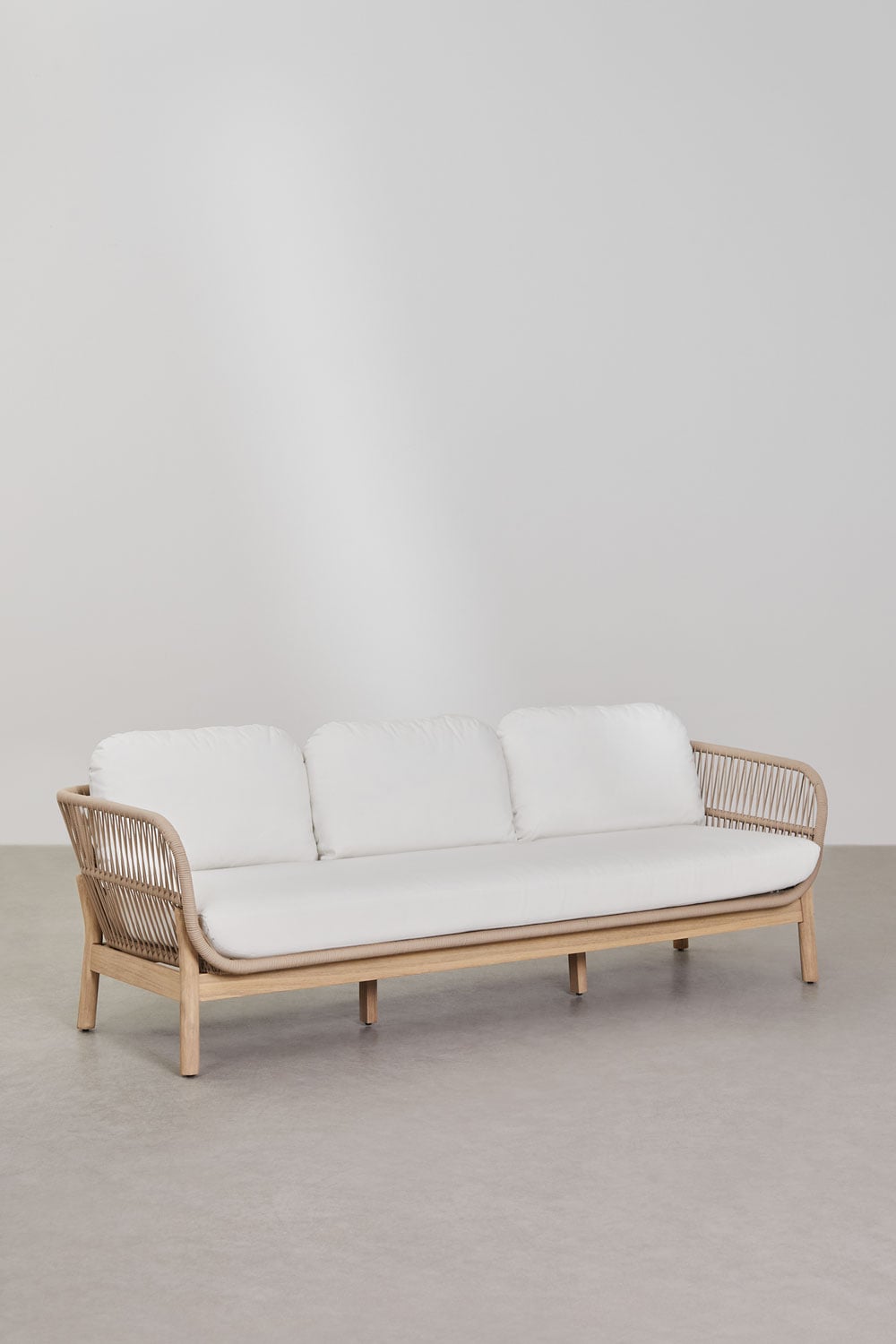3 Seater Acacia Wood Rope Garden Sofa