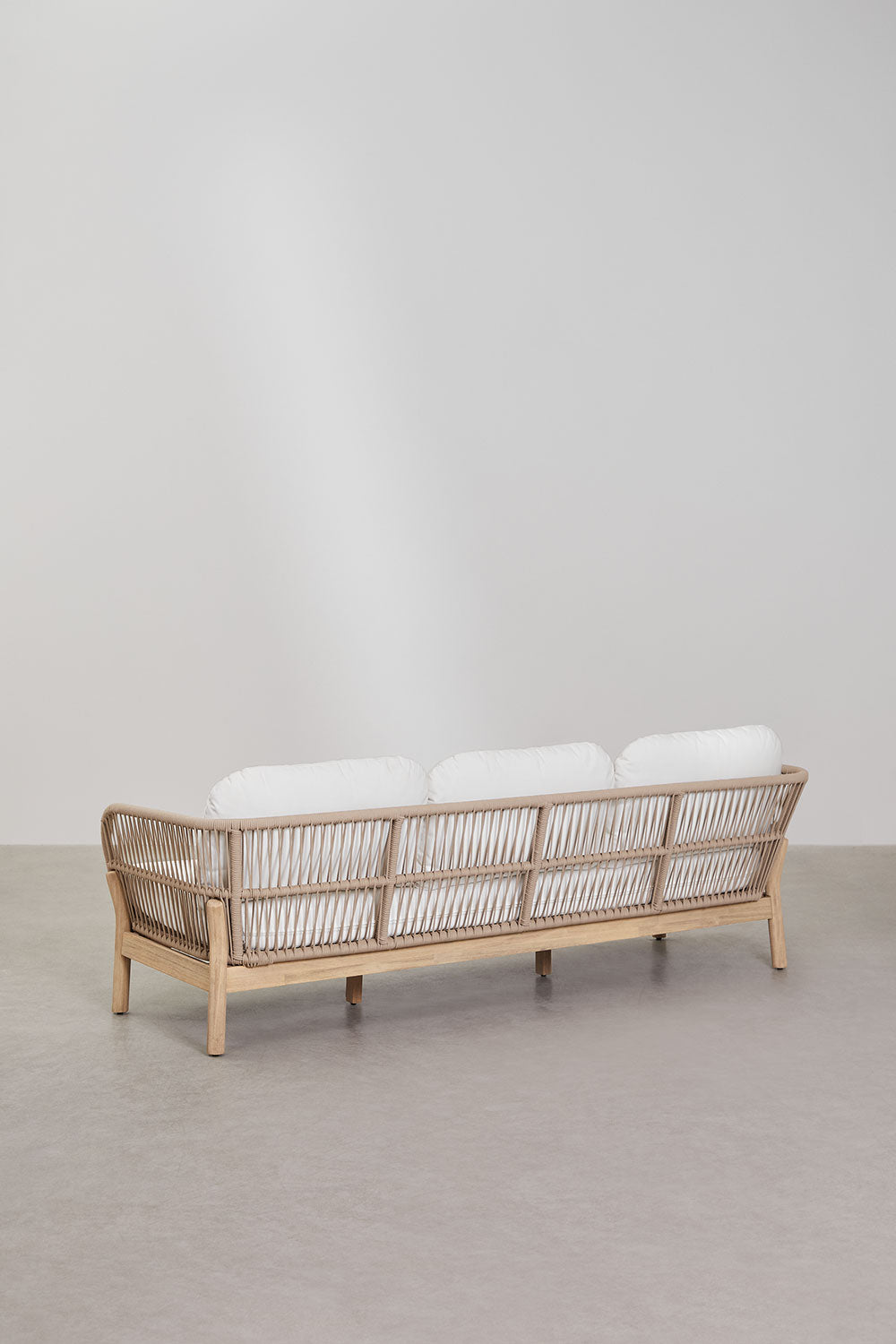 3 Seater Acacia Wood Rope Garden Sofa
