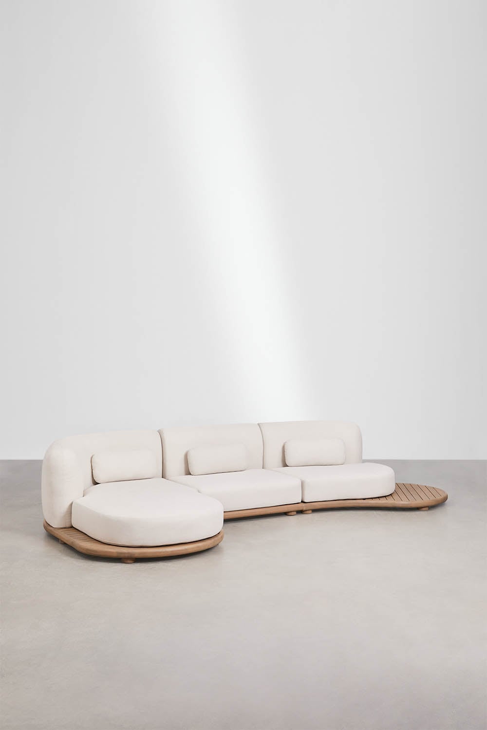 Left Corner Modular Acacia Wood Garden Sofa 3 Piece