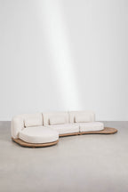 Left Corner Modular Acacia Wood Garden Sofa 3 Piece