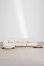 Left Corner Modular Acacia Wood Garden Sofa 3 Piece
