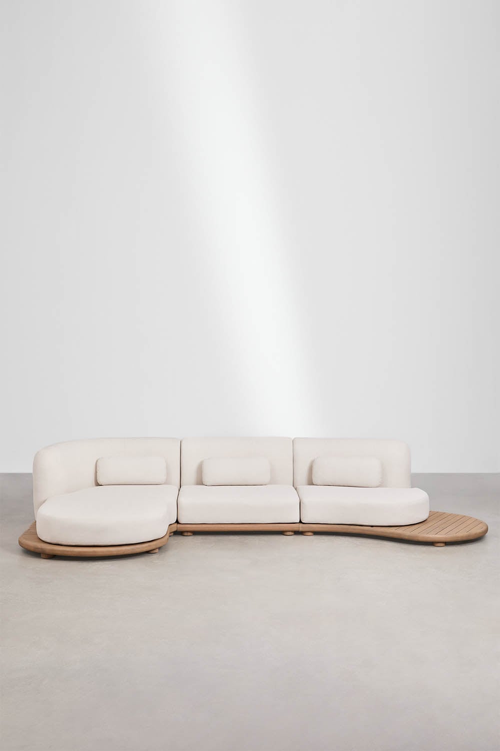 Left Corner Modular Acacia Wood Garden Sofa 3 Piece