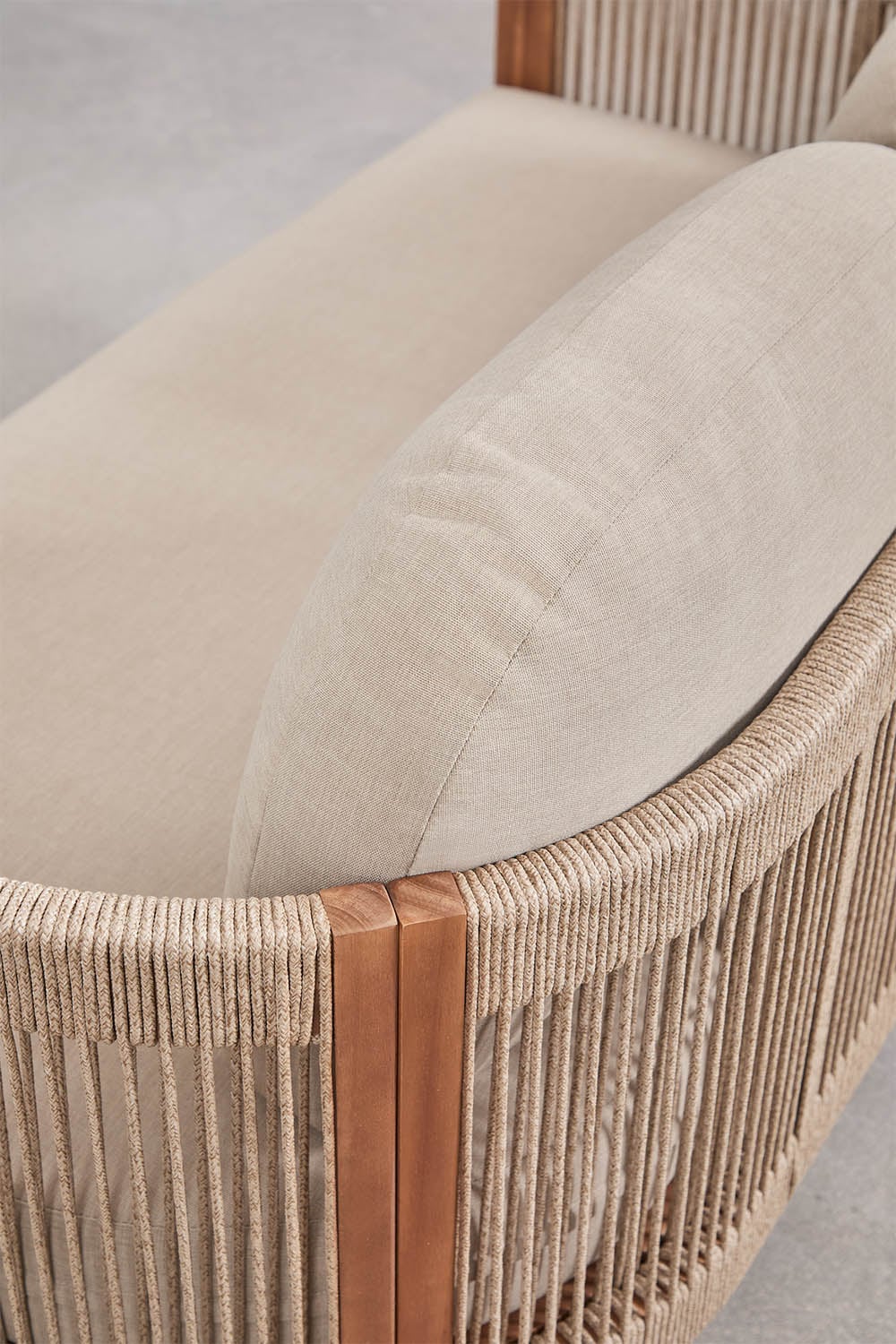 2 Seater Acacia Wood Rope Garden Sofa