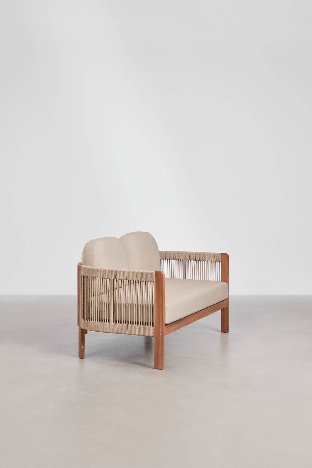 2 Seater Acacia Wood Rope Garden Sofa