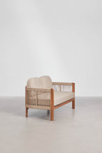 2 Seater Acacia Wood Rope Garden Sofa