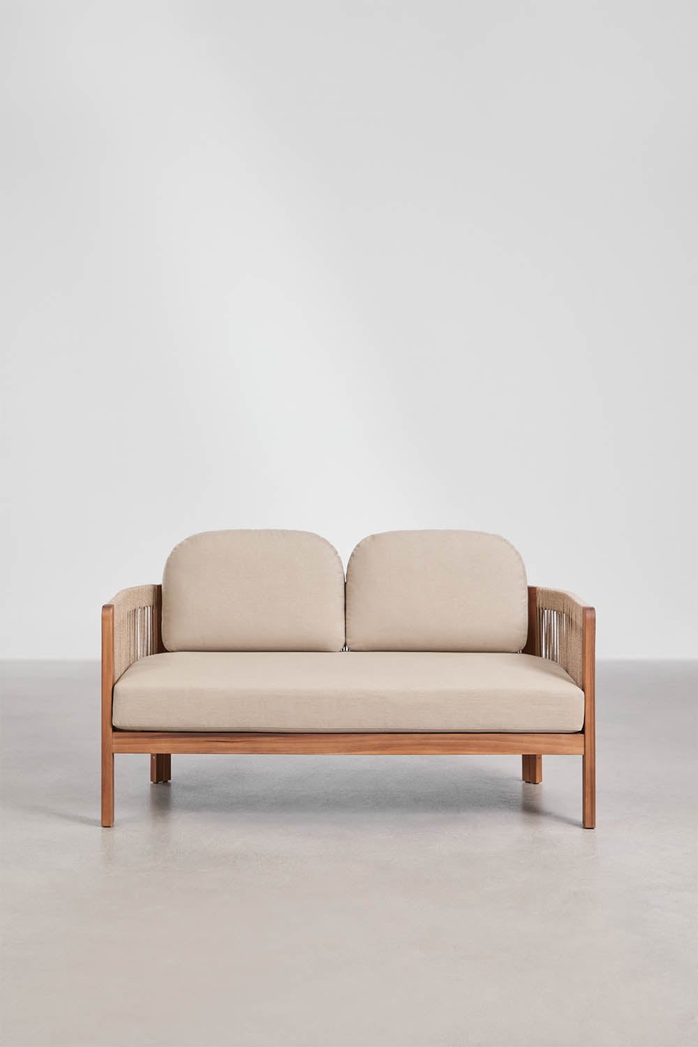 2 Seater Acacia Wood Rope Garden Sofa