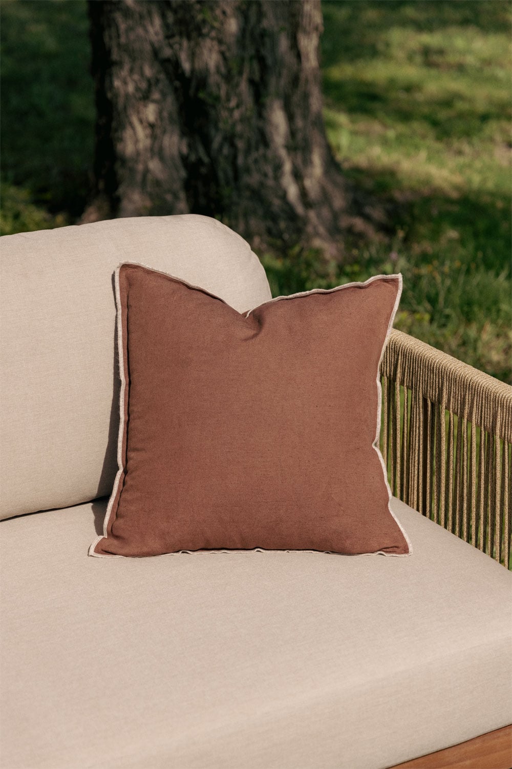 2 Seater Acacia Wood Rope Garden Sofa