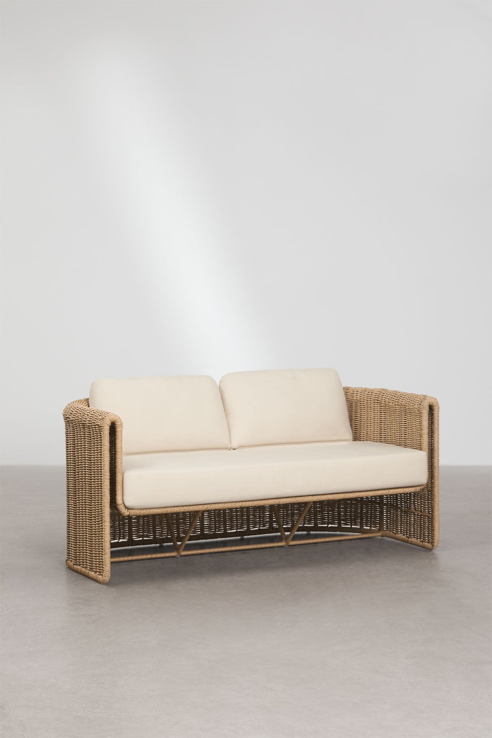 2 Seater Steel Synthetic Wicker Garden Sofa Boho