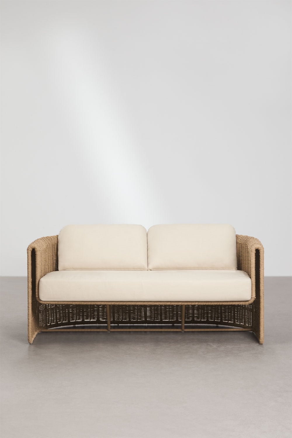 2 Seater Steel Synthetic Wicker Garden Sofa Boho
