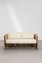 2 Seater Steel Synthetic Wicker Garden Sofa Boho