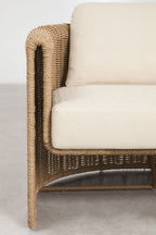 2 Seater Steel Synthetic Wicker Garden Sofa Boho